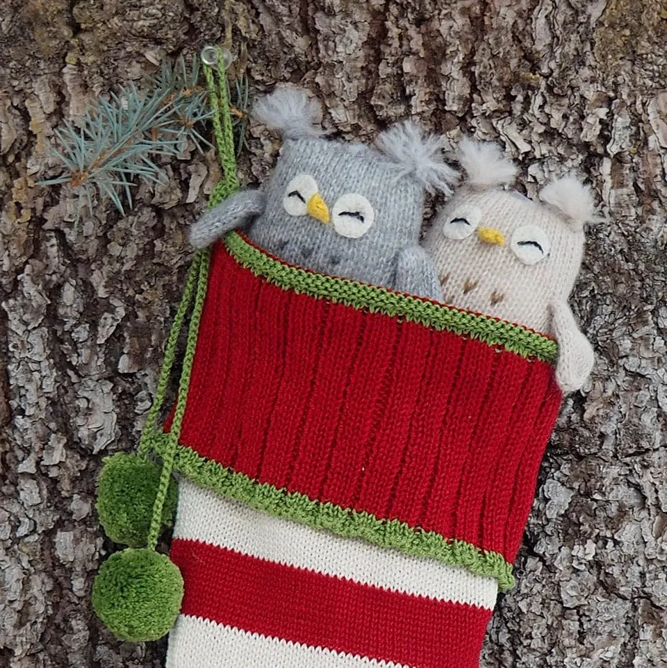 Handmade Owl Knit Ornaments Adorable!  Made in Peru