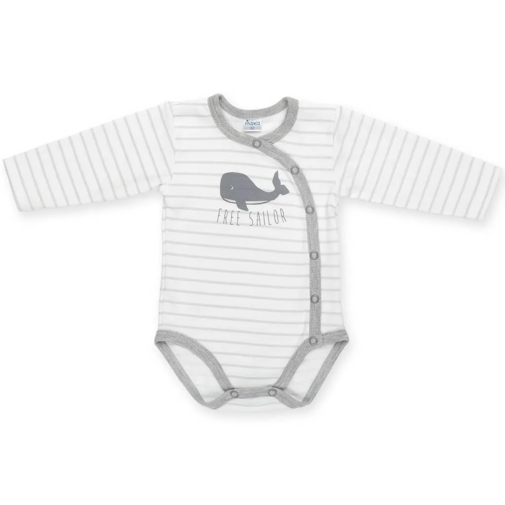 Happy Kids Long Sleeve Wrap Bodysuit Whale