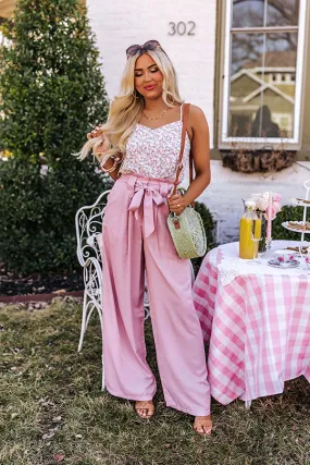 Hazelle High Waist Trousers In Blush