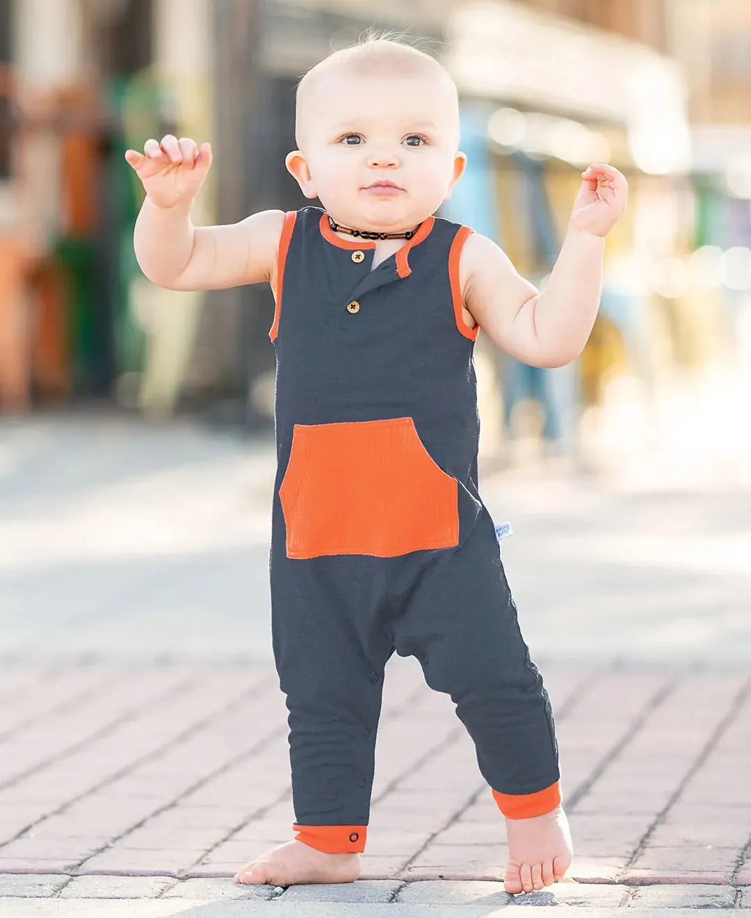Heather Navy Melange Sleeveless Full Length Romper - RuggedButts