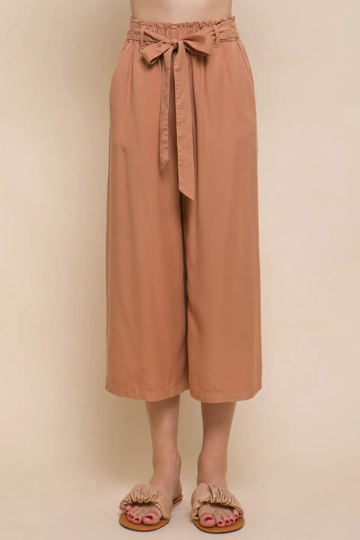 HIGH RISE TIE WAIST TENCEL PAPERBAG PANTS 2-2-2