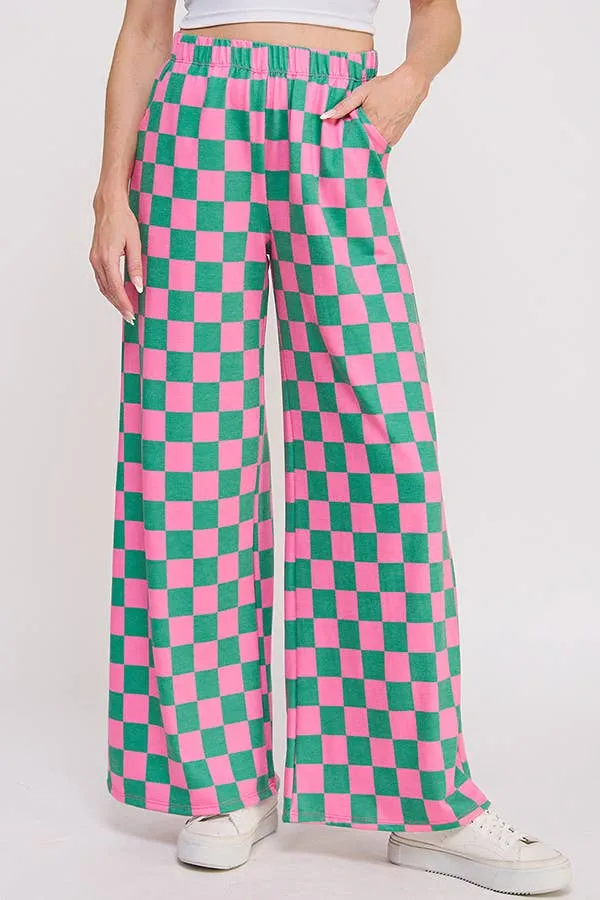 High Waist Checker Board Pants