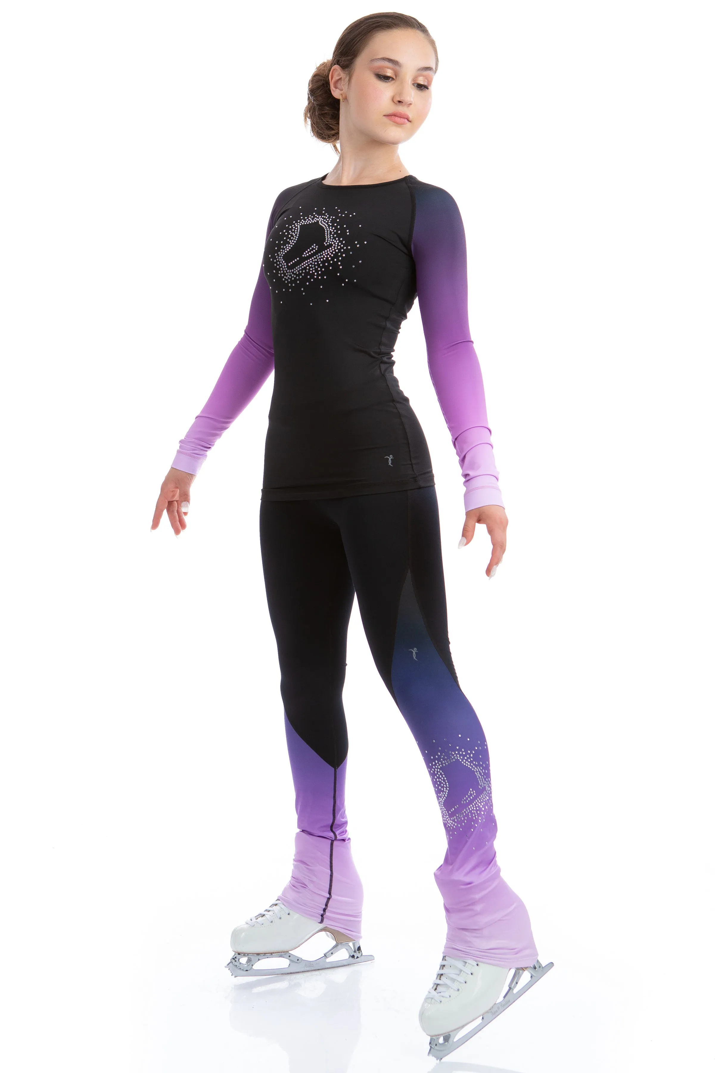 High Waist Pastel Sprinkle Skate Faded Legging - Lilac