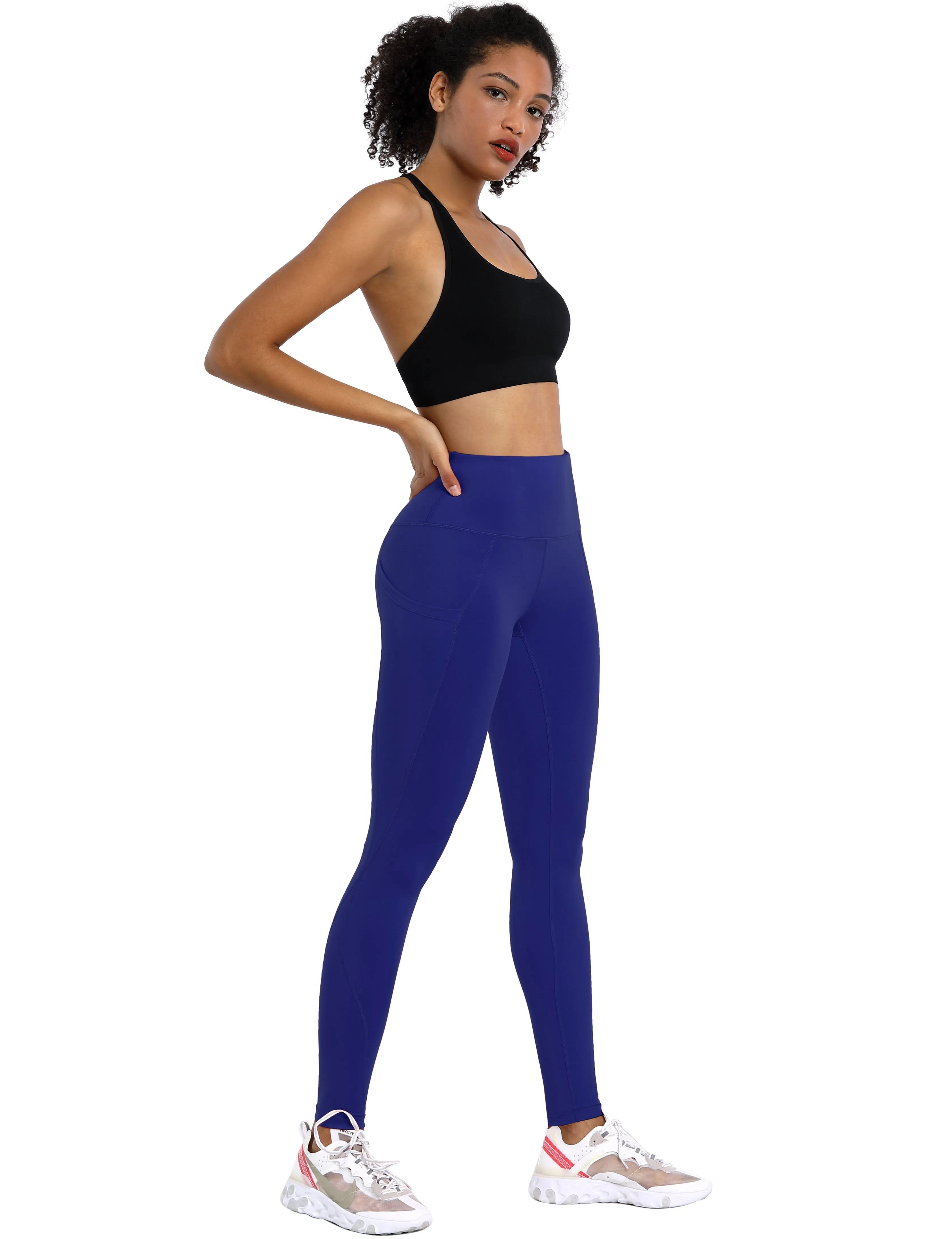 High Waist Side Pockets Pilates Pants navy_Pilates