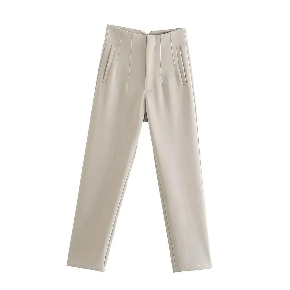 High Waist Slim Fit Cropped Pants: Stylish All-Season Wear
