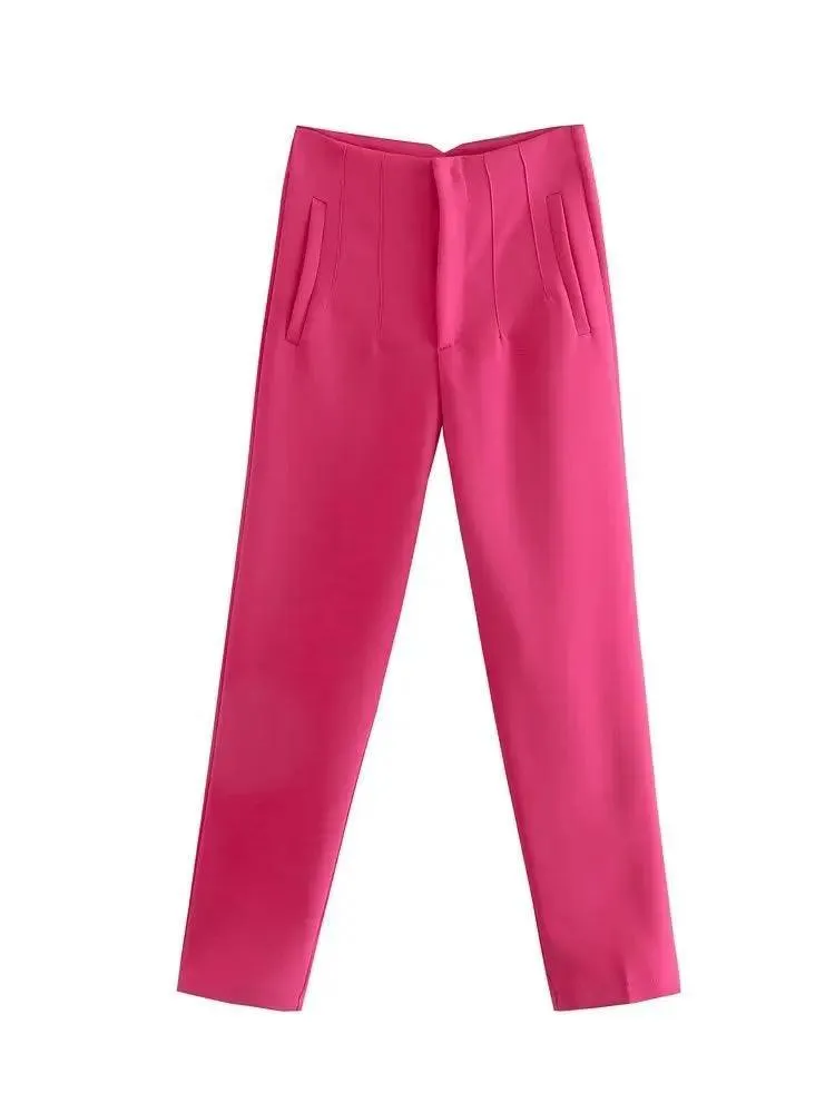 High Waist Slim Fit Cropped Pants: Stylish All-Season Wear