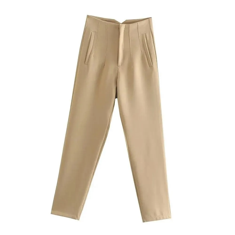 High Waist Slim Fit Cropped Pants: Stylish All-Season Wear