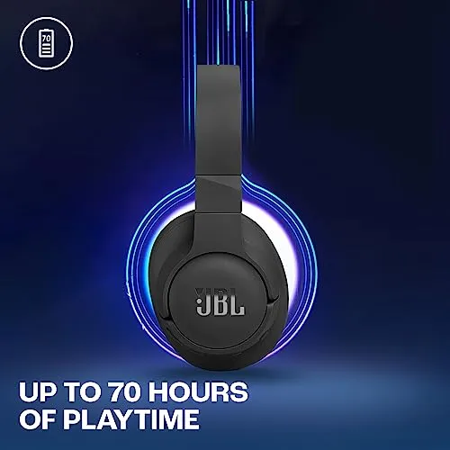 JBL Tune 770NC Wireless Over Ear ANC Headphones with Mic, Upto 70 Hrs Playtime, Speedcharge, Google Fast Pair, Dual Pairing, BT 5.3 LE Audio, Customize on Headphones App (Blue)