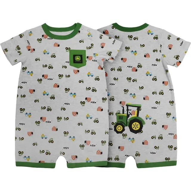 John Deere Kid's Tractor Grey Romper