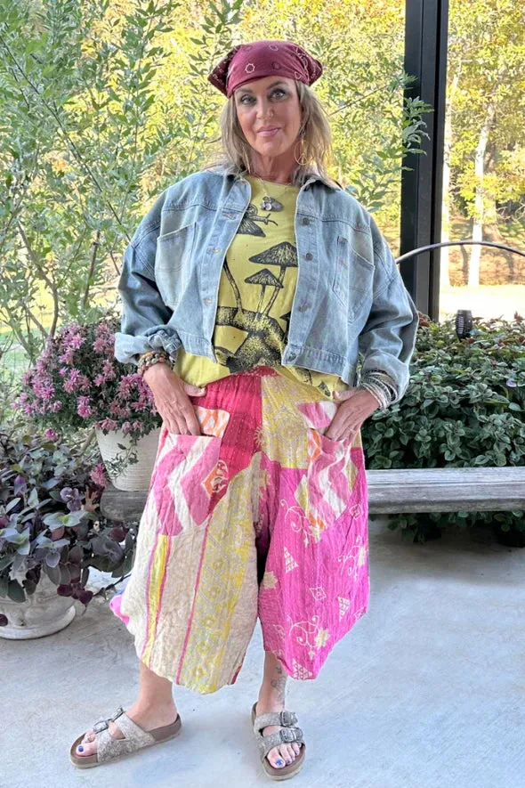 Kantha Sunrise Crop Pants "Picnic" by Jaded Gypsy