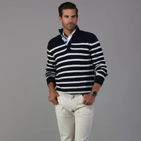 Kennebunkport Cotton Sweater in Navy/White Stripe