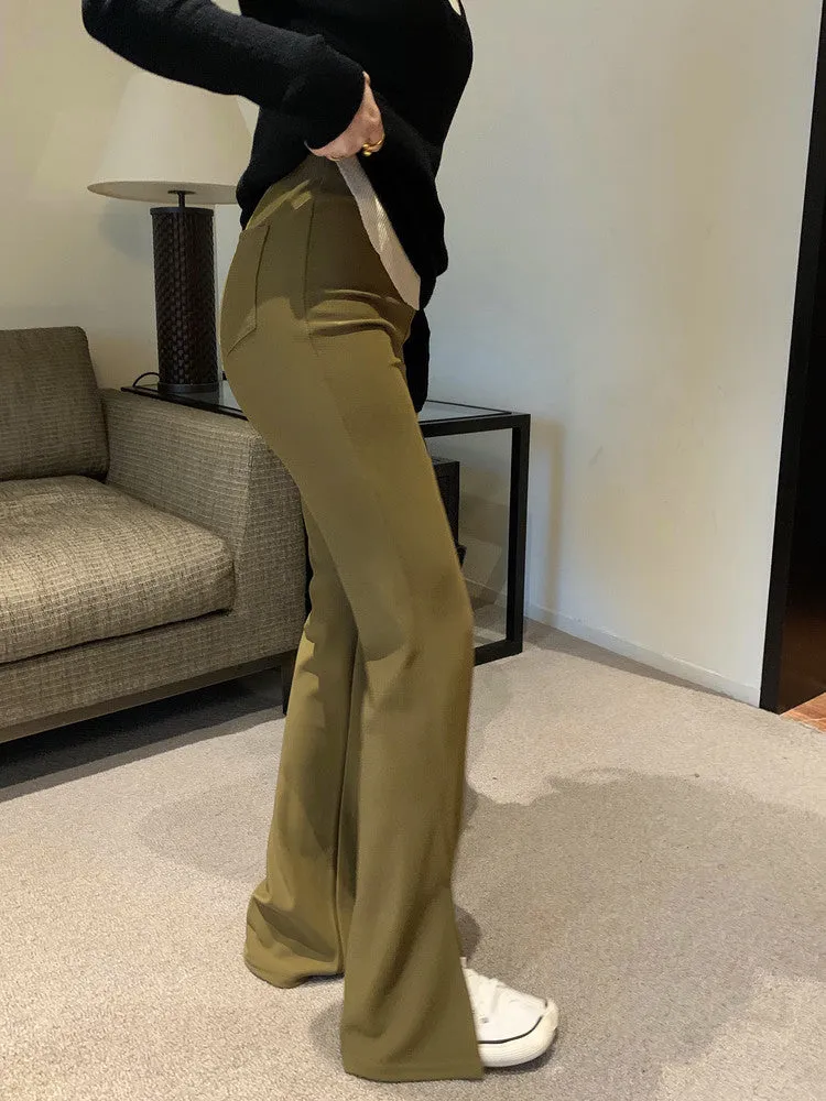 [Korean Style] High Waist Slim Fit Flare Trouser w/ Slit