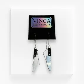 Last Chance! Knife-r Been Better - Ear Threaders - Black/Silver