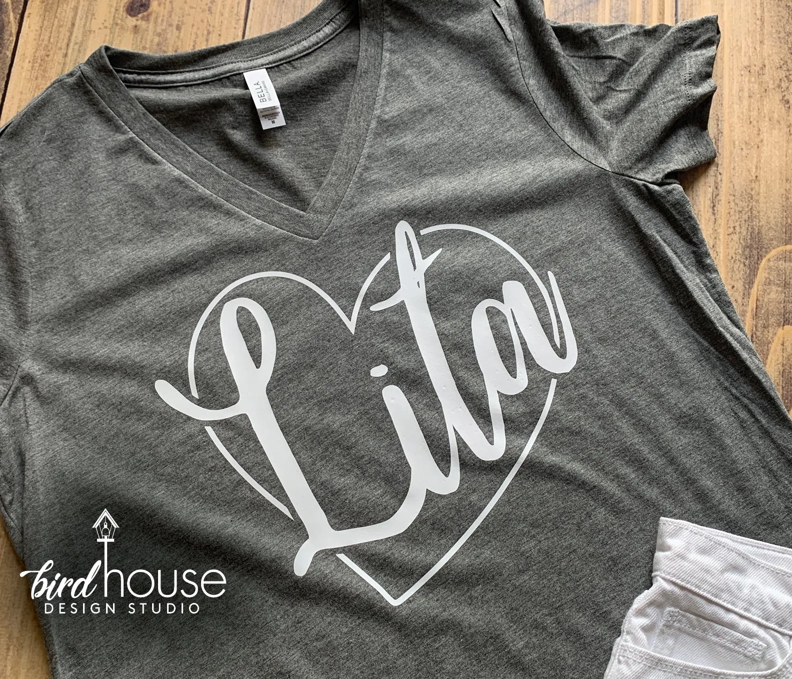 Lela Personalized Shirt with Heart Abuela, Lala, Grandma Mom Mama Mommy Custom, Personalized, Any Color