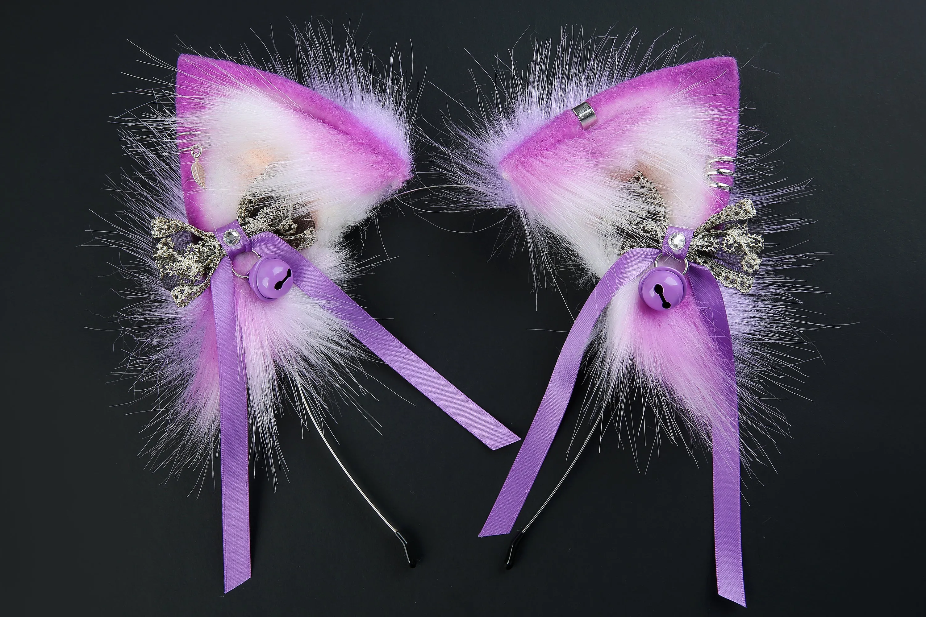 Light purple faux fur fox tail plug and ear wolf tail buttplug and ear kitten ear and tail plug set curved tail and ear plug cosplay -mature