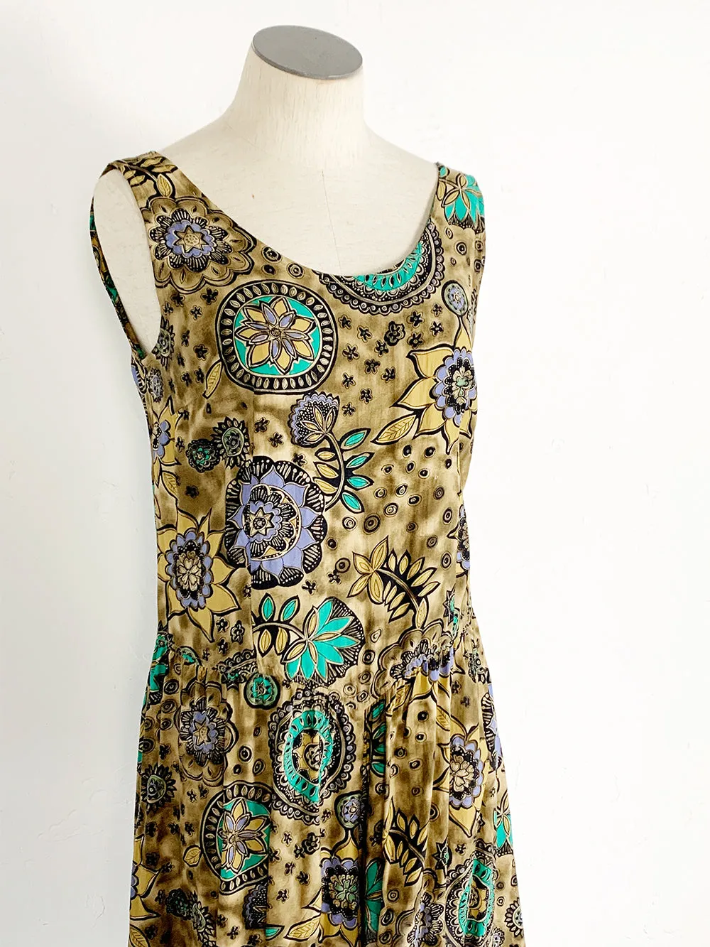 LIMITED Brown Stylized Floral Print Sleeveless Rayon Romper