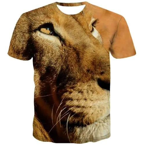 Lion T-shirt Men Animal Shirt Print Funny Tshirt Printed Street T-shirts 3d Hip Hop Tshirts Novelty Short Sleeve Punk Rock