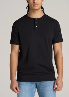 LJ&S REGULAR-FIT Jersey Henley Tee for Tall Men in Vintage Black
