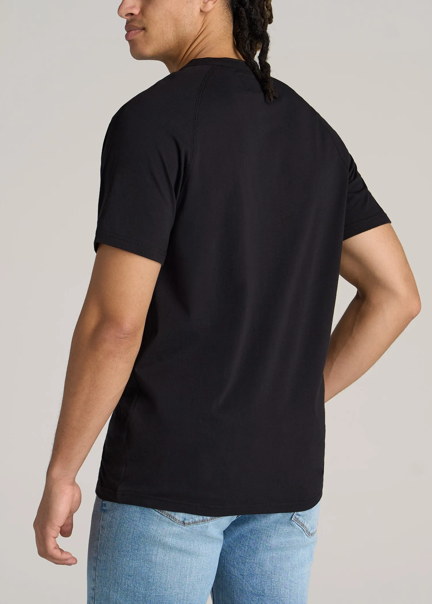 LJ&S REGULAR-FIT Jersey Henley Tee for Tall Men in Vintage Black