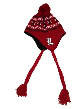 Louisville Cardinals Red with Snowflake Pattern Beanie Hat Cap with Ear Flaps