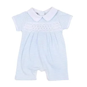 MAGNOLIA BABY - Arthur Smocked Romper - Blue