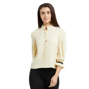 Mandarin Collar Shirt with frills and long sleeves