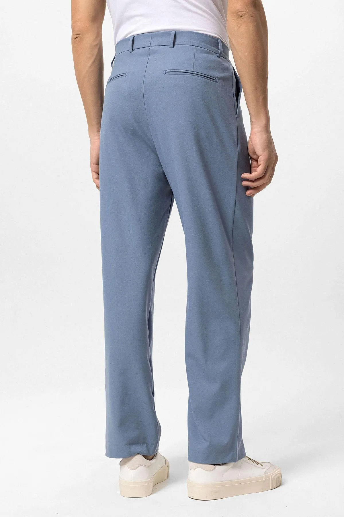 Men's Baby Blue High-Waisted Baggy  Pants - Wessi