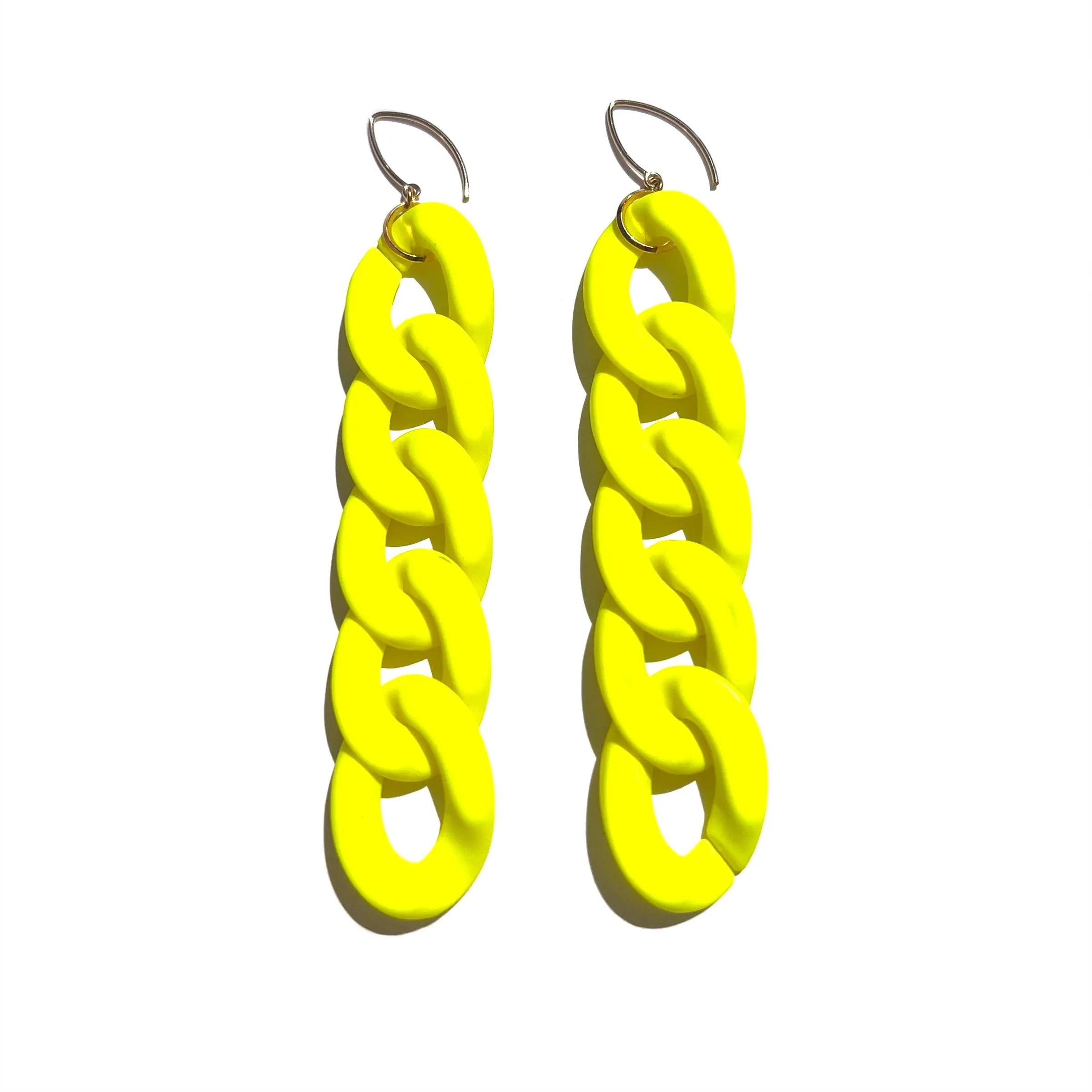MPR x IMAGINARIUM: Curb Chain Large Link Earrings in Neon Yellow