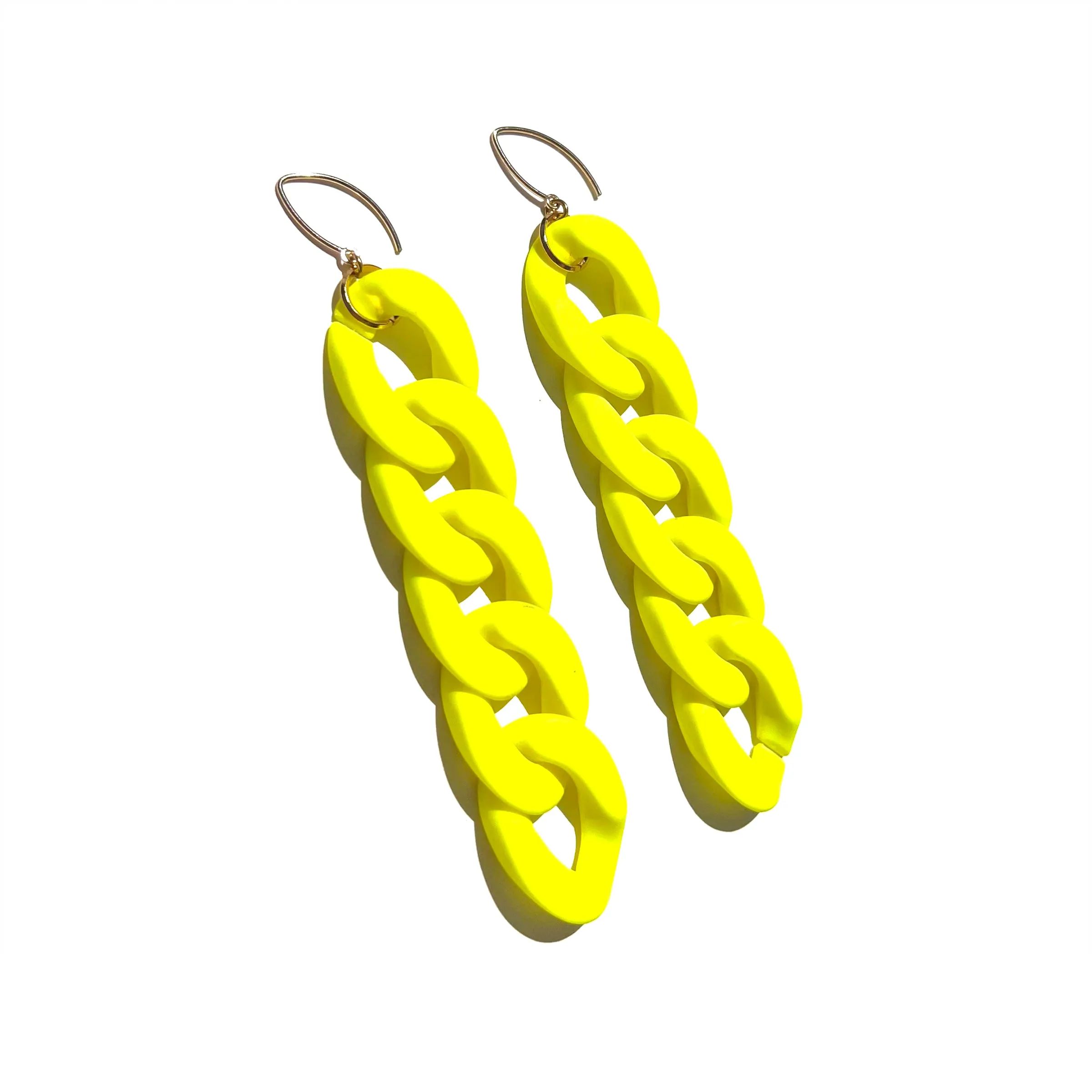 MPR x IMAGINARIUM: Curb Chain Large Link Earrings in Neon Yellow