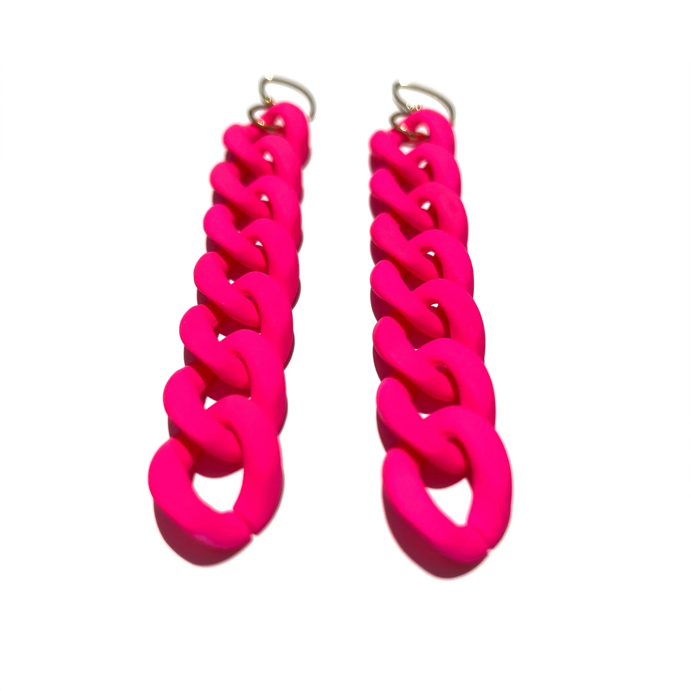 MPR x IMAGINARIUM: Curb Chain Link Earrings in Neon Pink