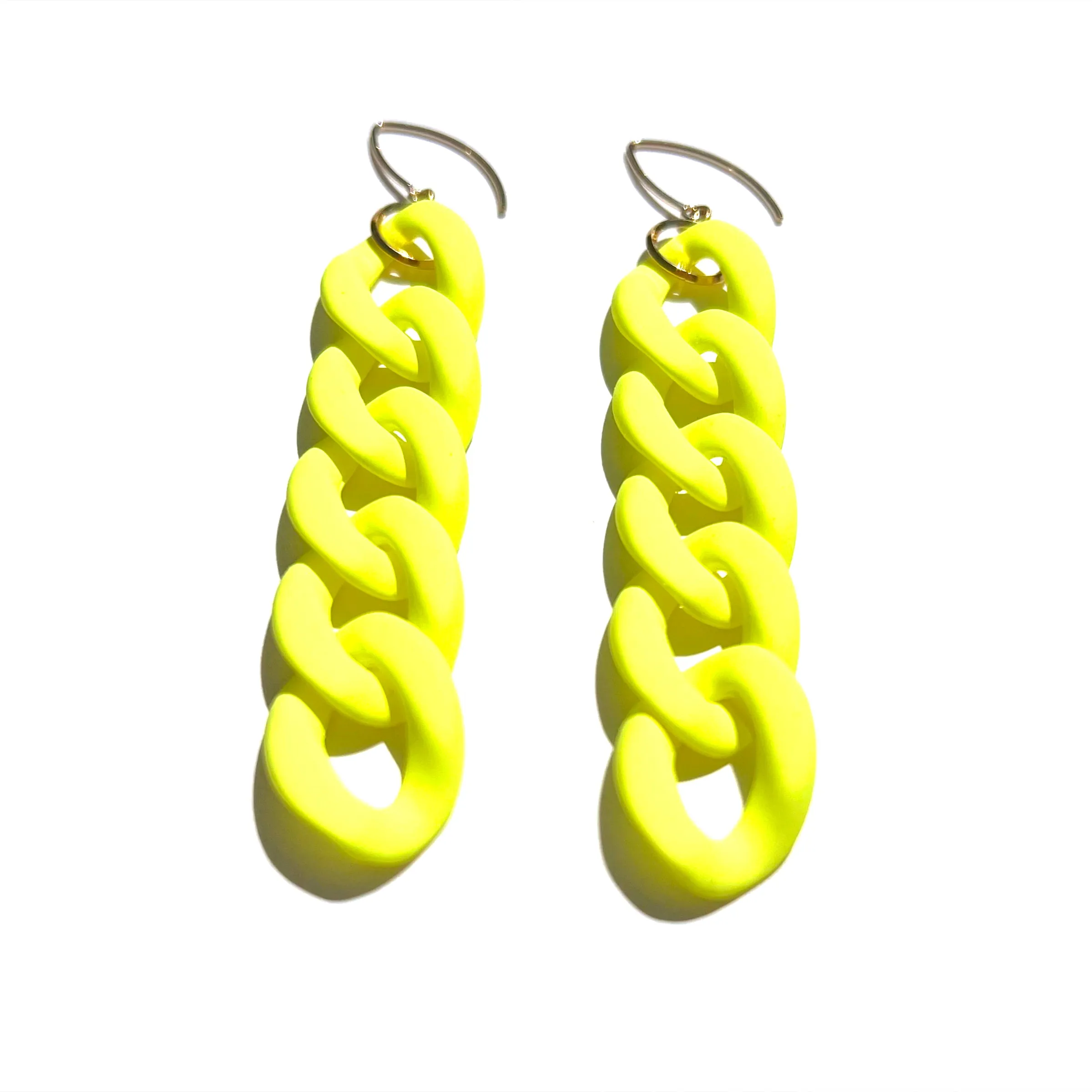 MPR x IMAGINARIUM: Curb Chain Link Earrings in Neon Yellow