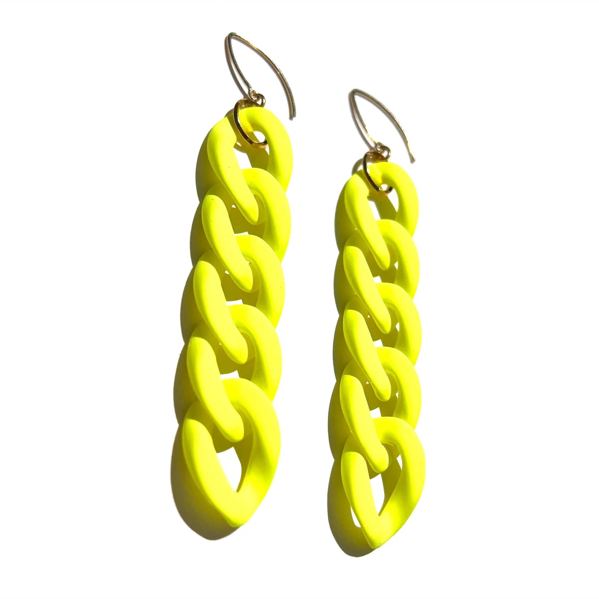 MPR x IMAGINARIUM: Curb Chain Link Earrings in Neon Yellow