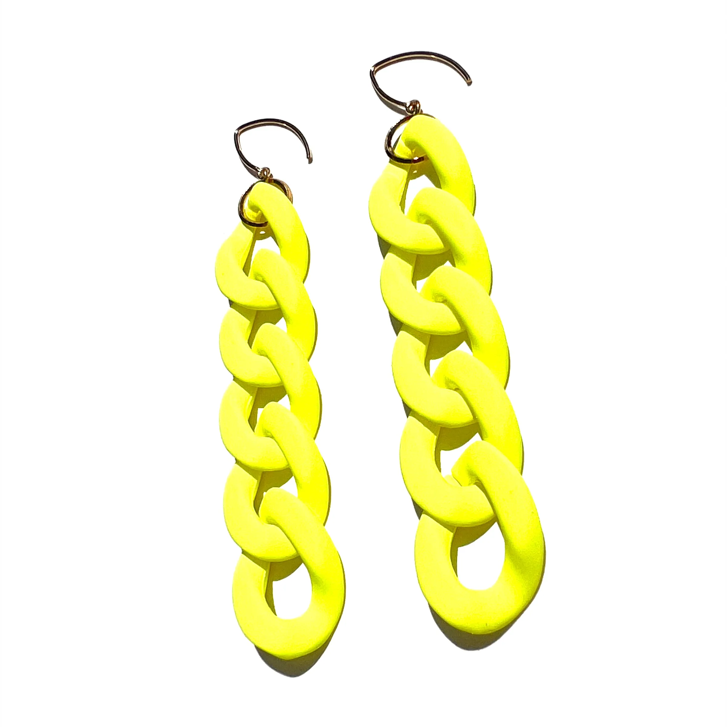 MPR x IMAGINARIUM: Curb Chain Link Earrings in Neon Yellow