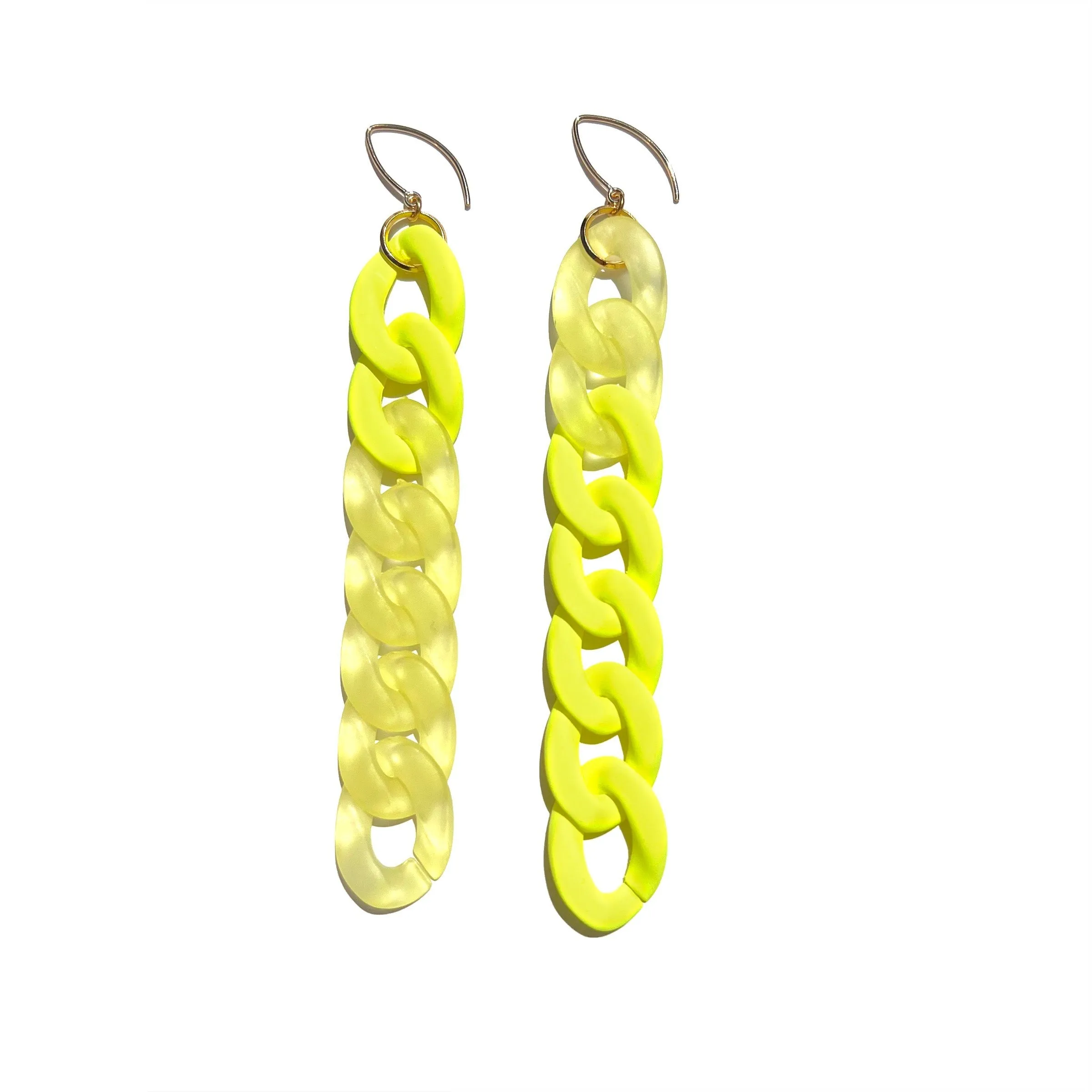 MPR x IMAGINARIUM: Curb Chain Neon Yellow Mixed Finish Earrings