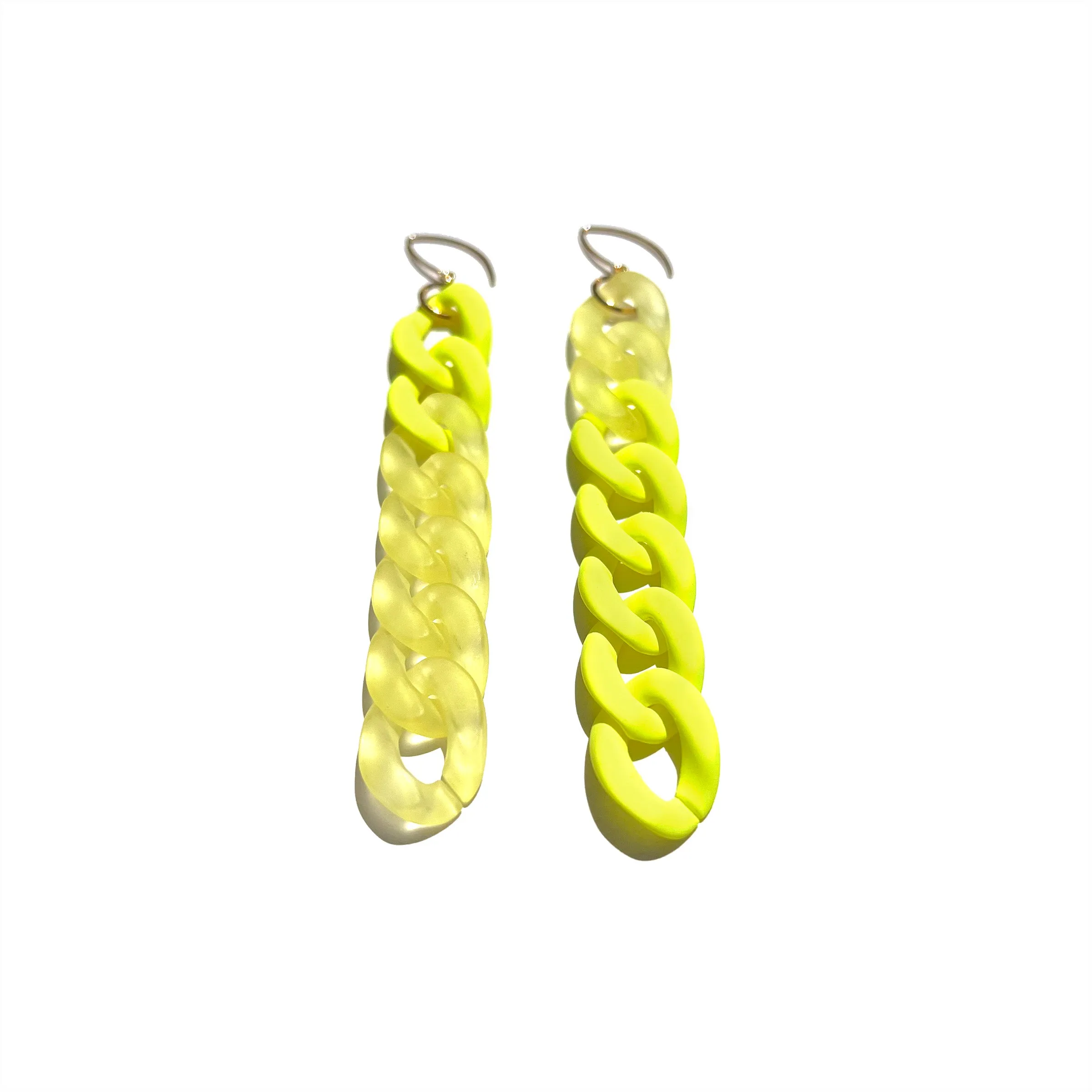 MPR x IMAGINARIUM: Curb Chain Neon Yellow Mixed Finish Earrings