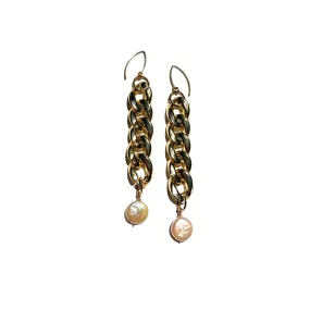 MPR x IMAGINARIUM: Gold Pearl Curb Chain Earrings
