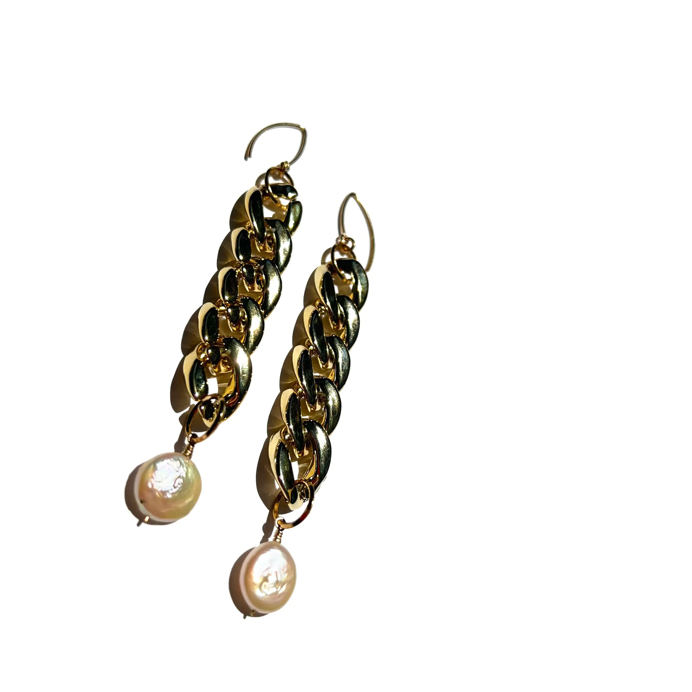 MPR x IMAGINARIUM: Gold Pearl Curb Chain Earrings