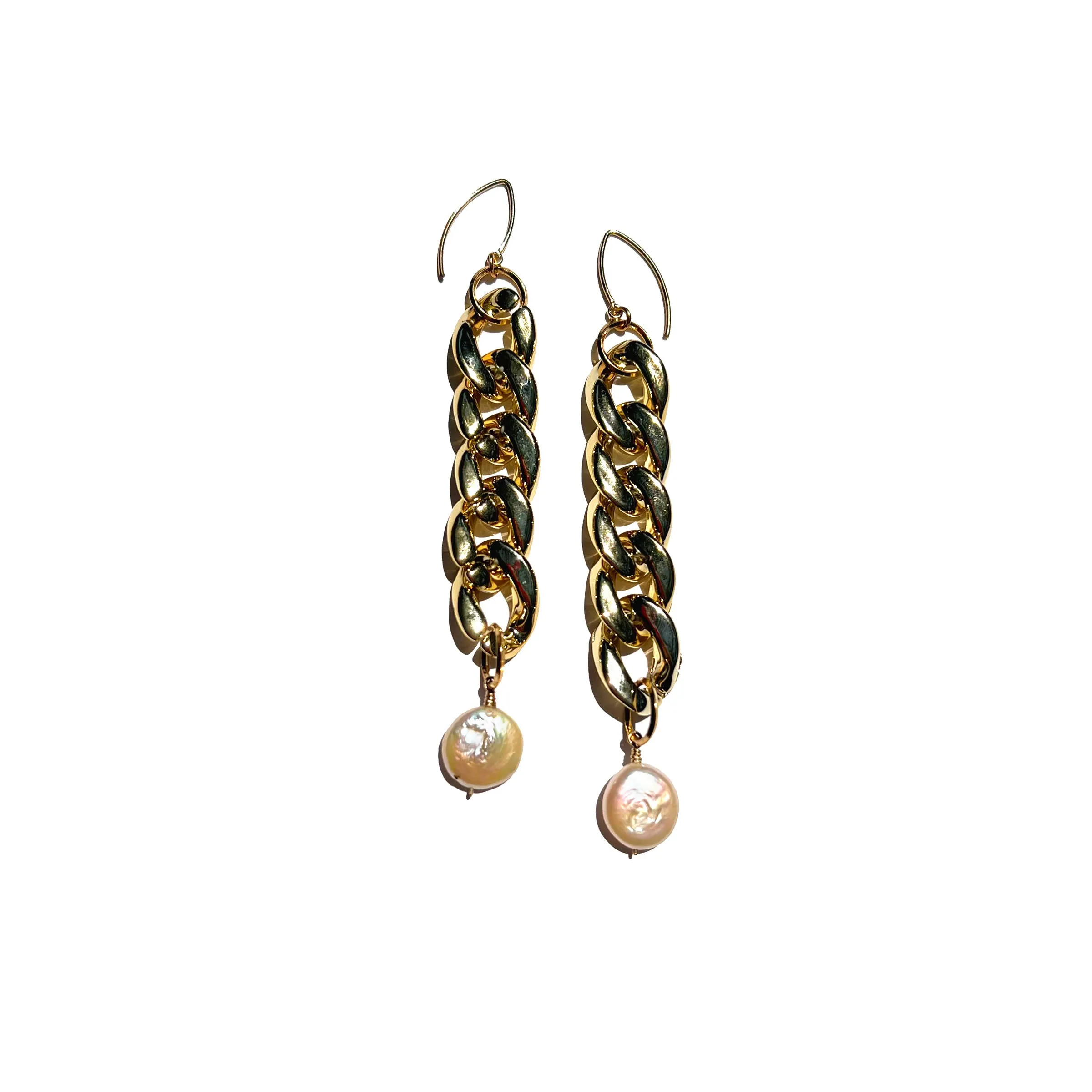 MPR x IMAGINARIUM: Gold Pearl Curb Chain Earrings