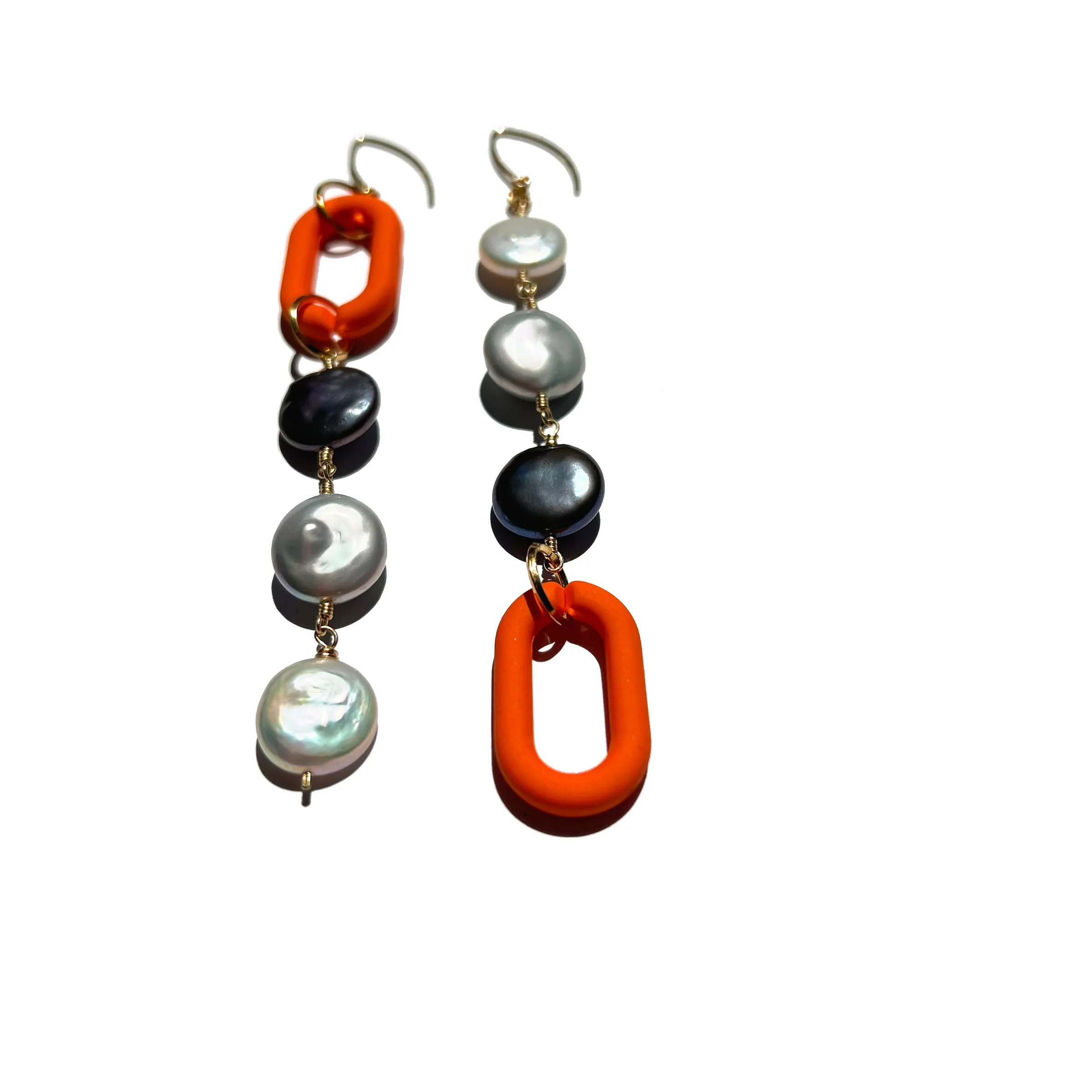 MPR x IMAGINARIUM: Grey-Tone Pearl Shoulder Dusters with Pop of Orange