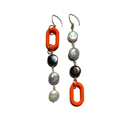 MPR x IMAGINARIUM: Grey-Tone Pearl Shoulder Dusters with Pop of Orange