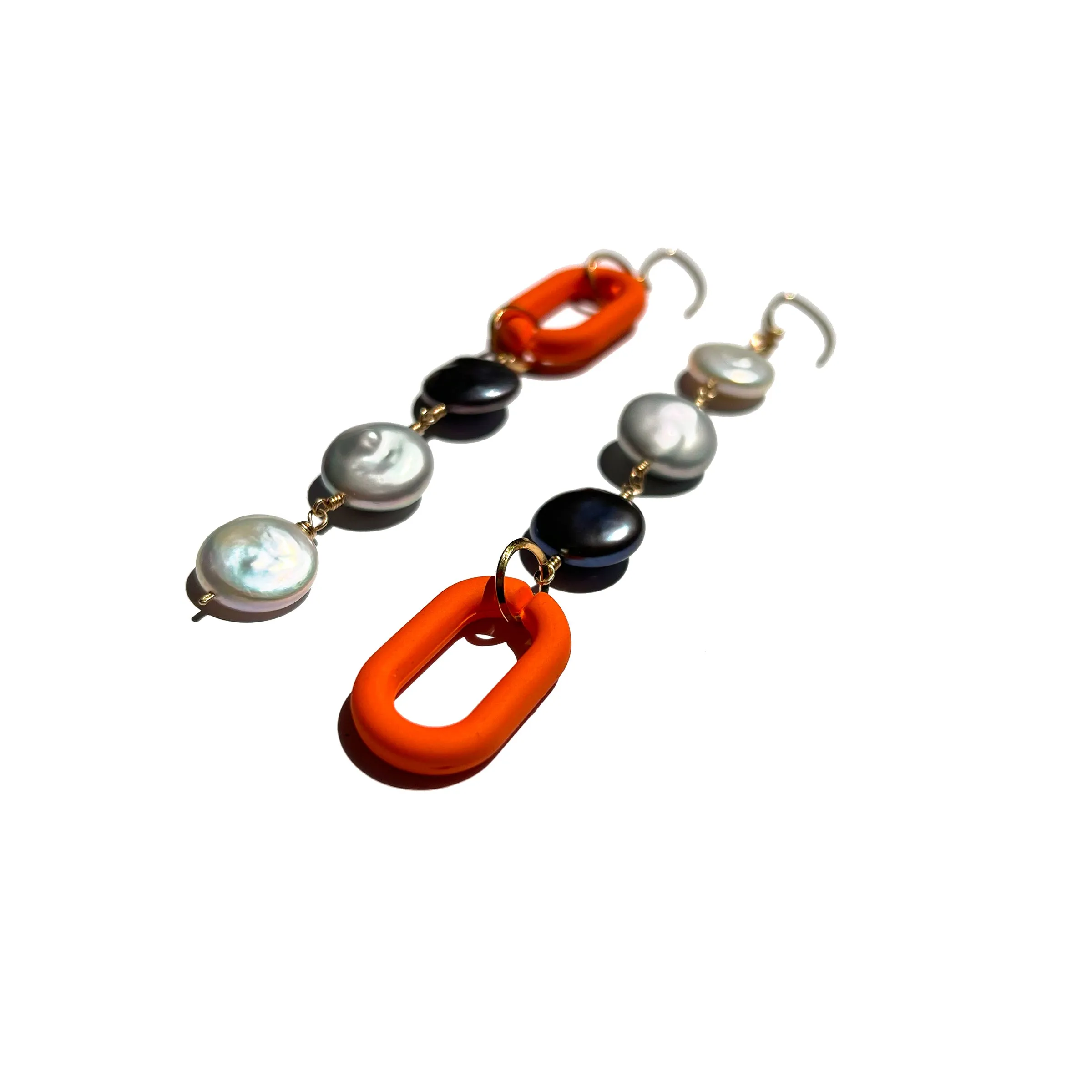 MPR x IMAGINARIUM: Grey-Tone Pearl Shoulder Dusters with Pop of Orange