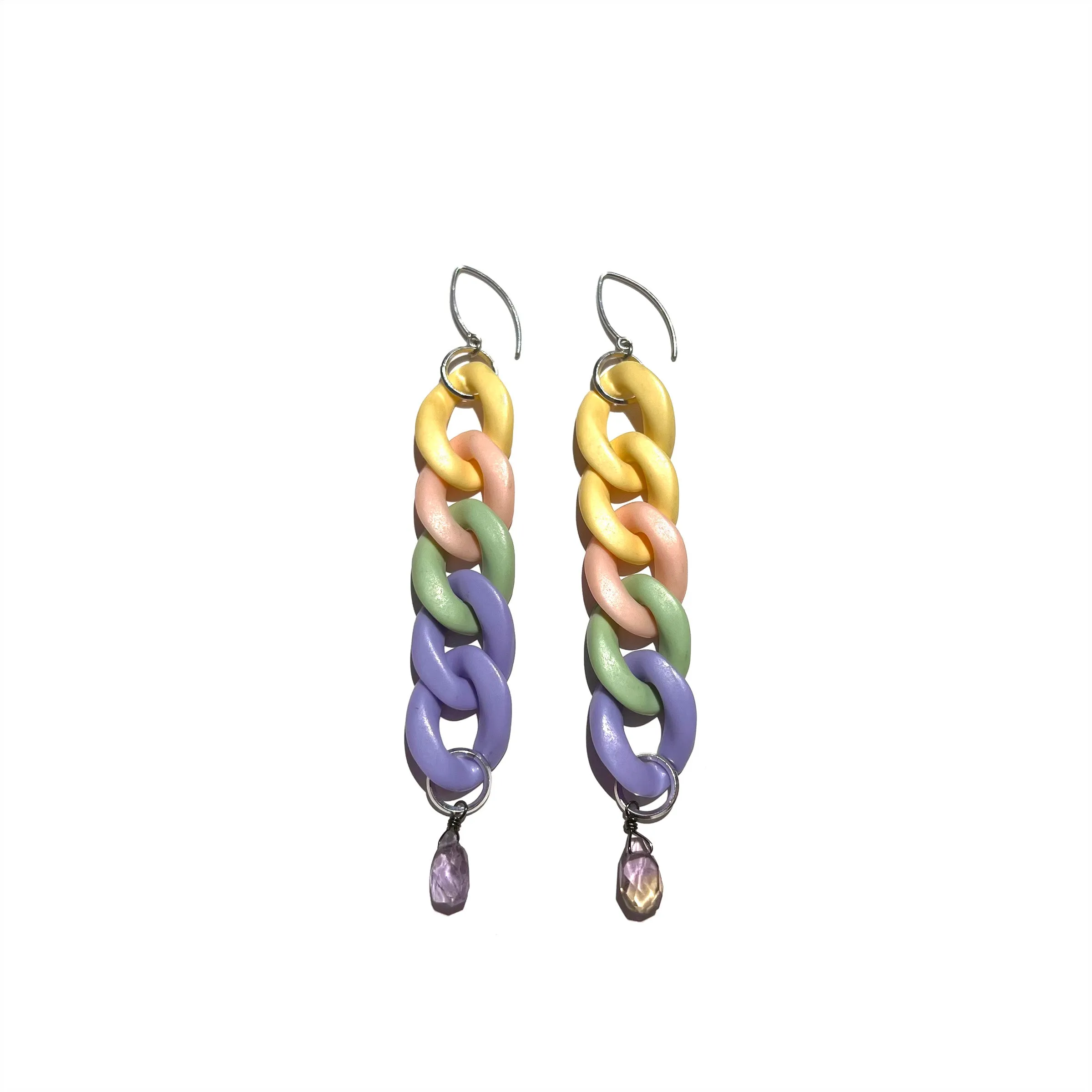 MPR x IMAGINARIUM: Pastel Triple Rectangle Chain   Aquamarine Earrings