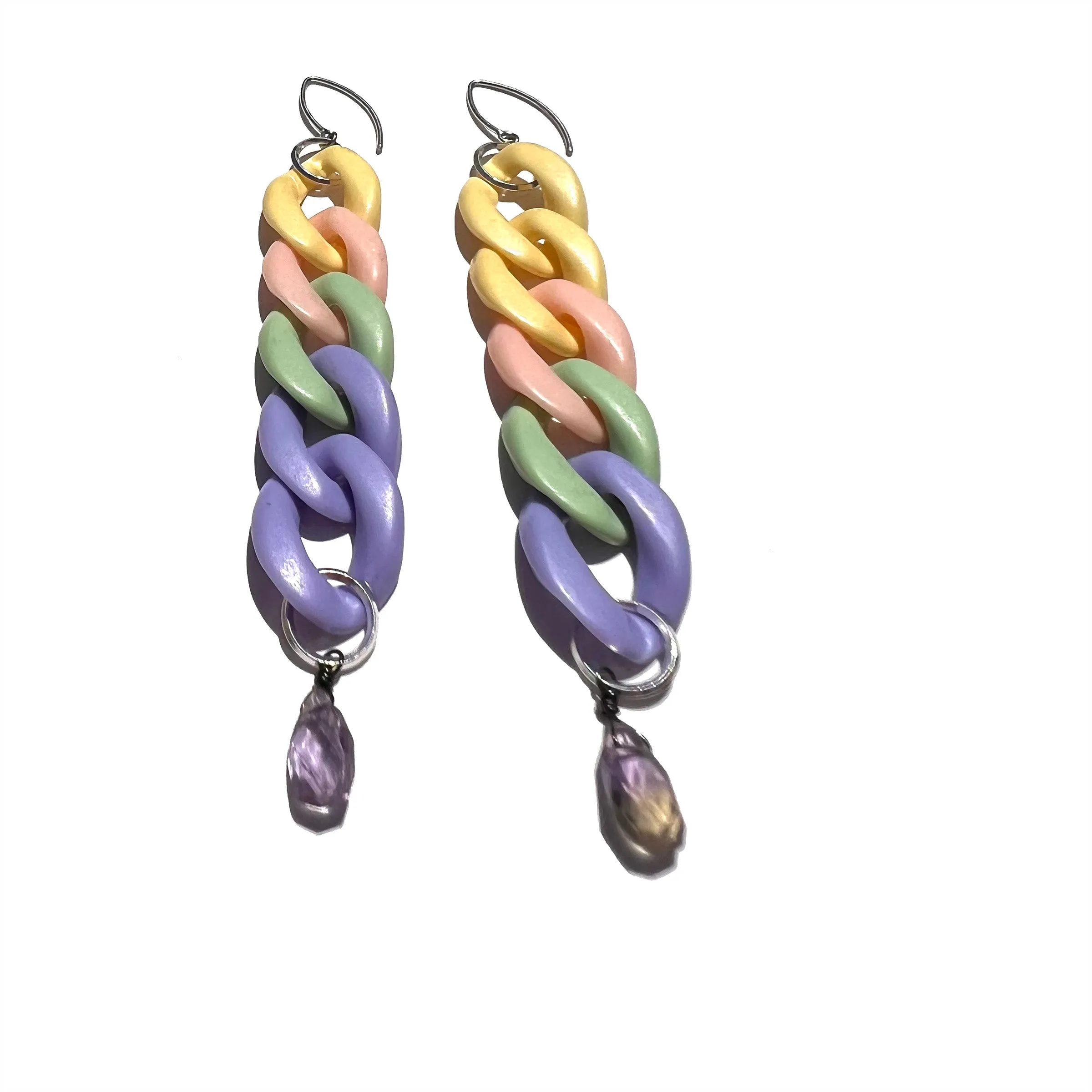 MPR x IMAGINARIUM: Pastel Triple Rectangle Chain   Aquamarine Earrings