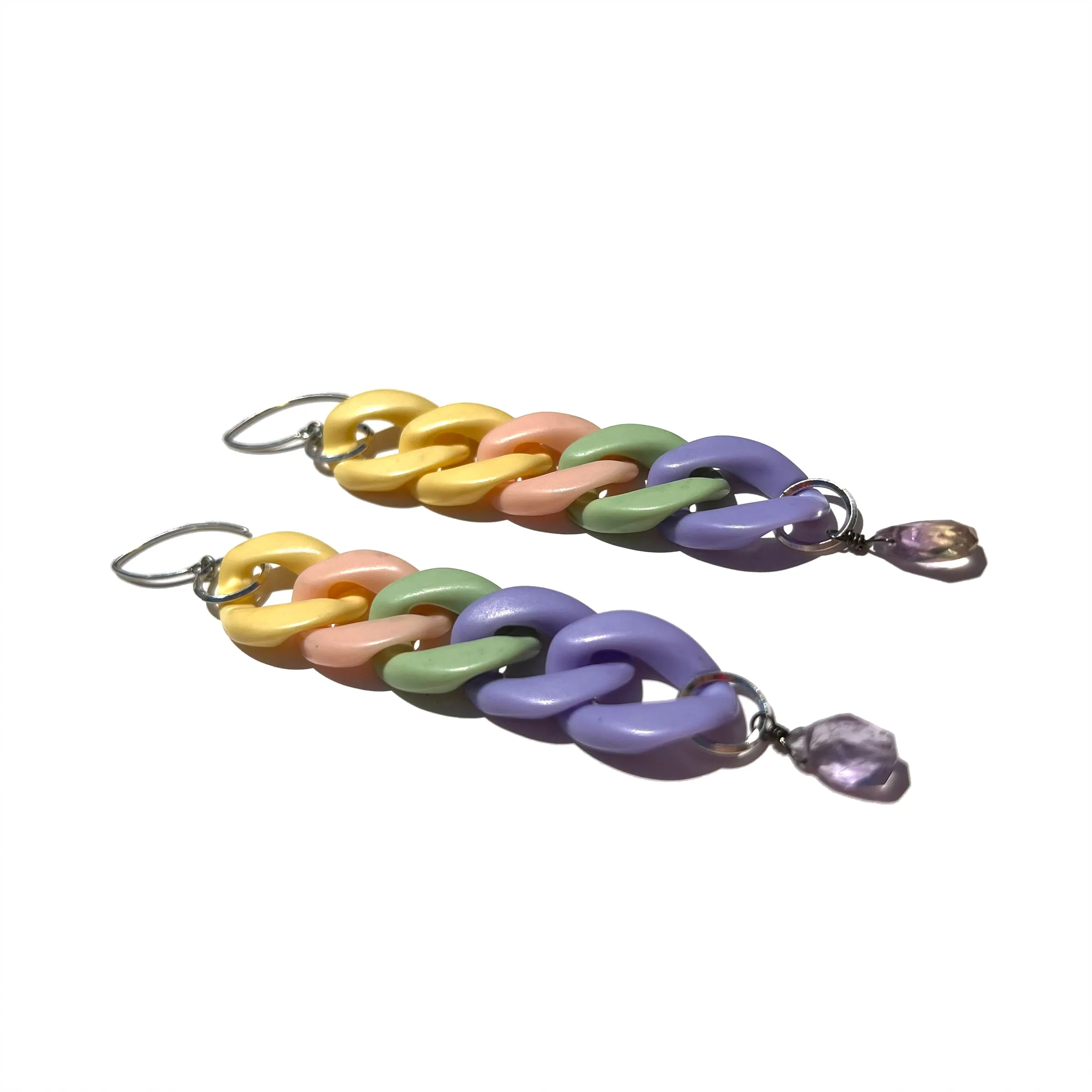 MPR x IMAGINARIUM: Pastel Triple Rectangle Chain   Aquamarine Earrings