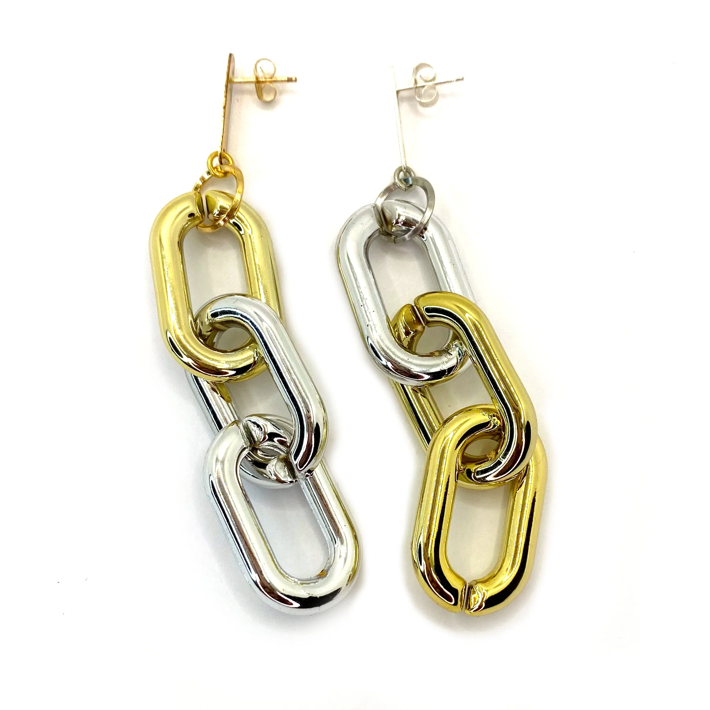 MPR x THE IMAGINARIUM: Chain Triple LG Links in Gold Silver with Posts
