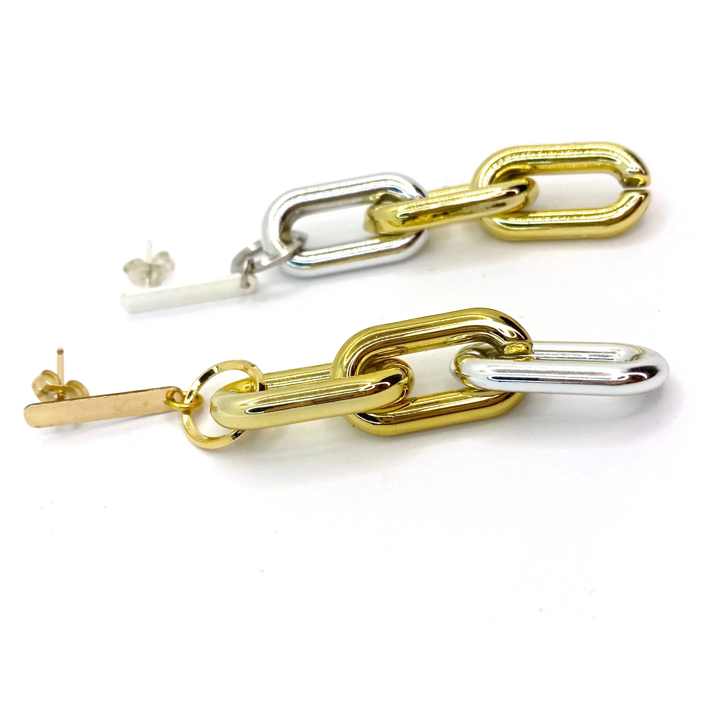 MPR x THE IMAGINARIUM: Chain Triple Links in Gold Silver with Posts