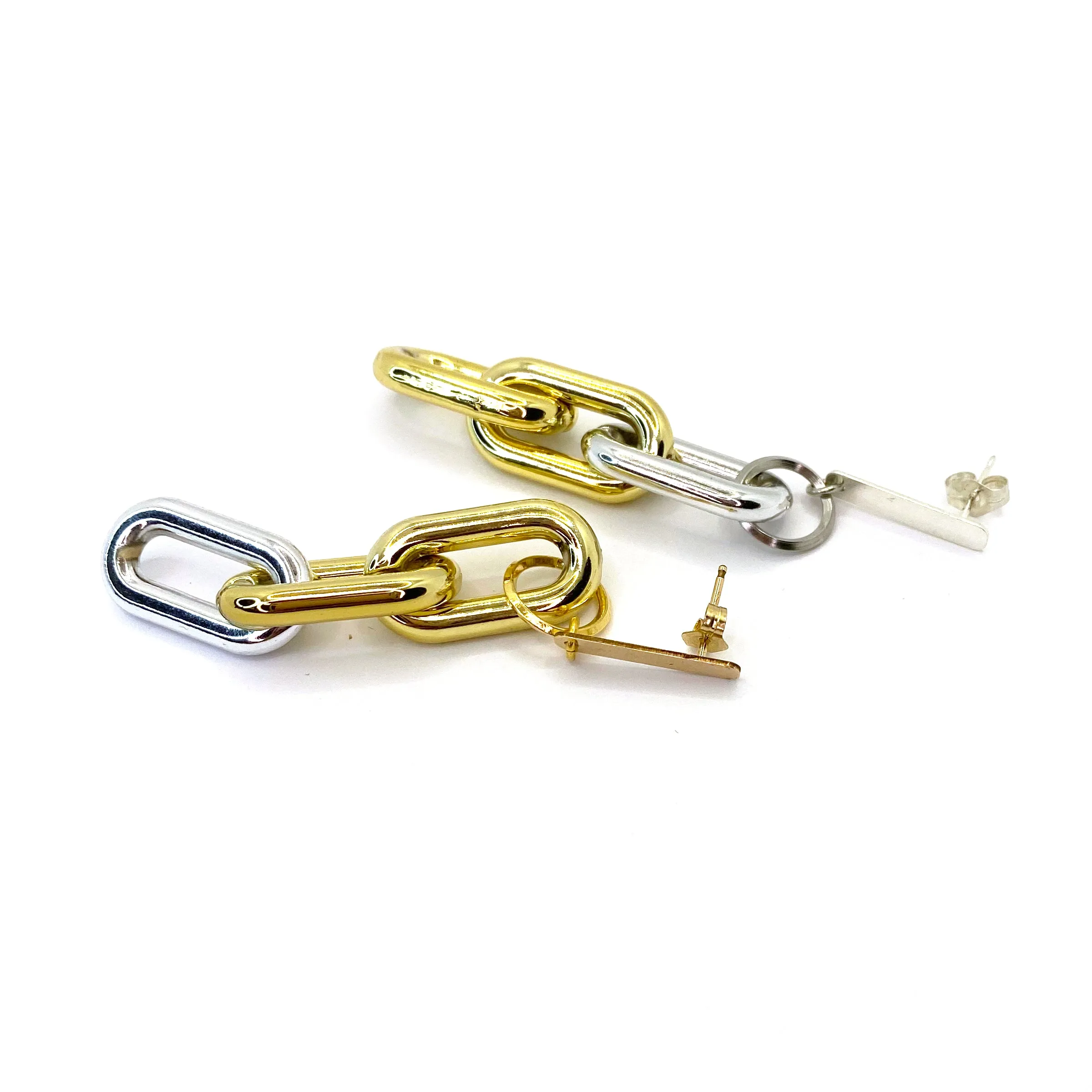 MPR x THE IMAGINARIUM: Chain Triple Links in Gold Silver with Posts