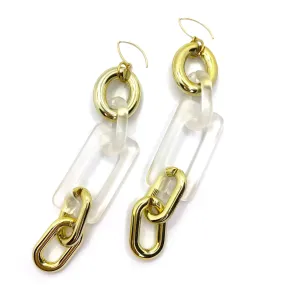 MPR x THE IMAGINARIUM: Crystal Drop Earrings in Clear Opaque Gold