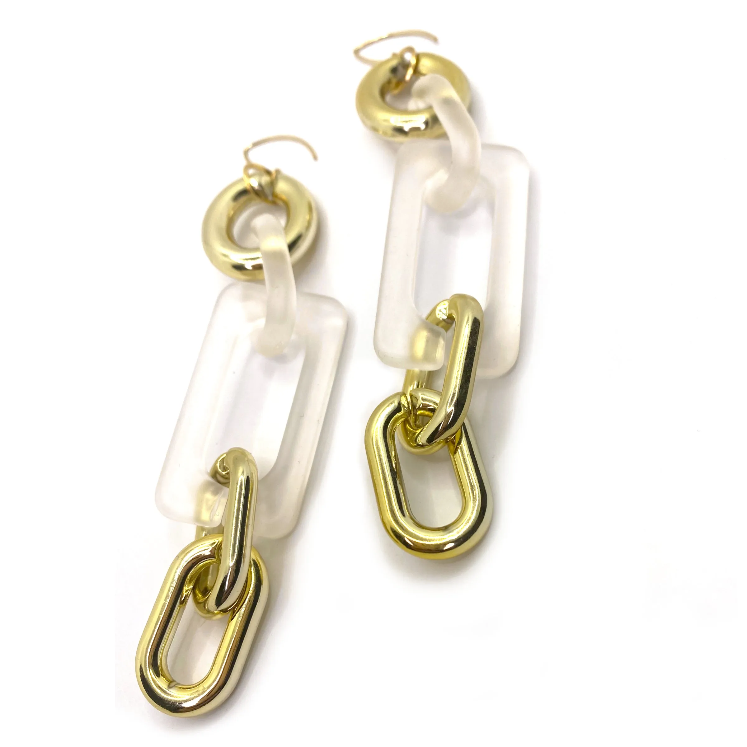 MPR x THE IMAGINARIUM: Crystal Drop Earrings in Clear Opaque Gold