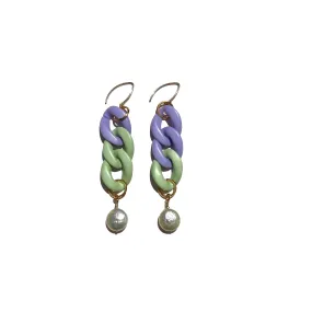 MPR x THE IMAGINARIUM: Curb Chain Pastel Mint Pearl Earrings